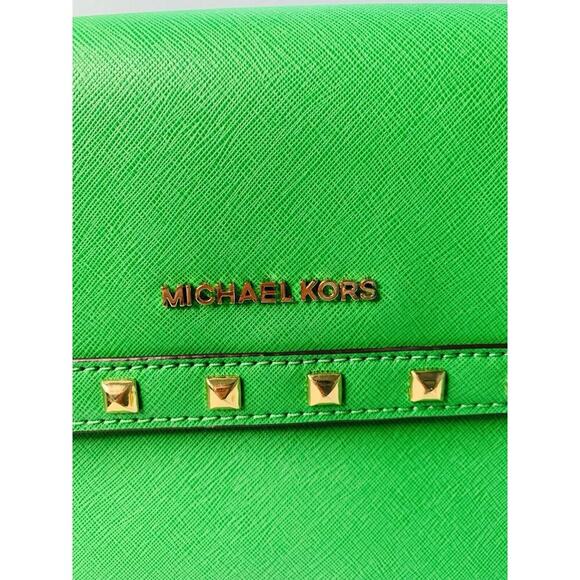 NWOT Michael Kors Dillon Green Palm STD MD Messenger Leather Handbag MSRP $368 - Picture 14 of 16